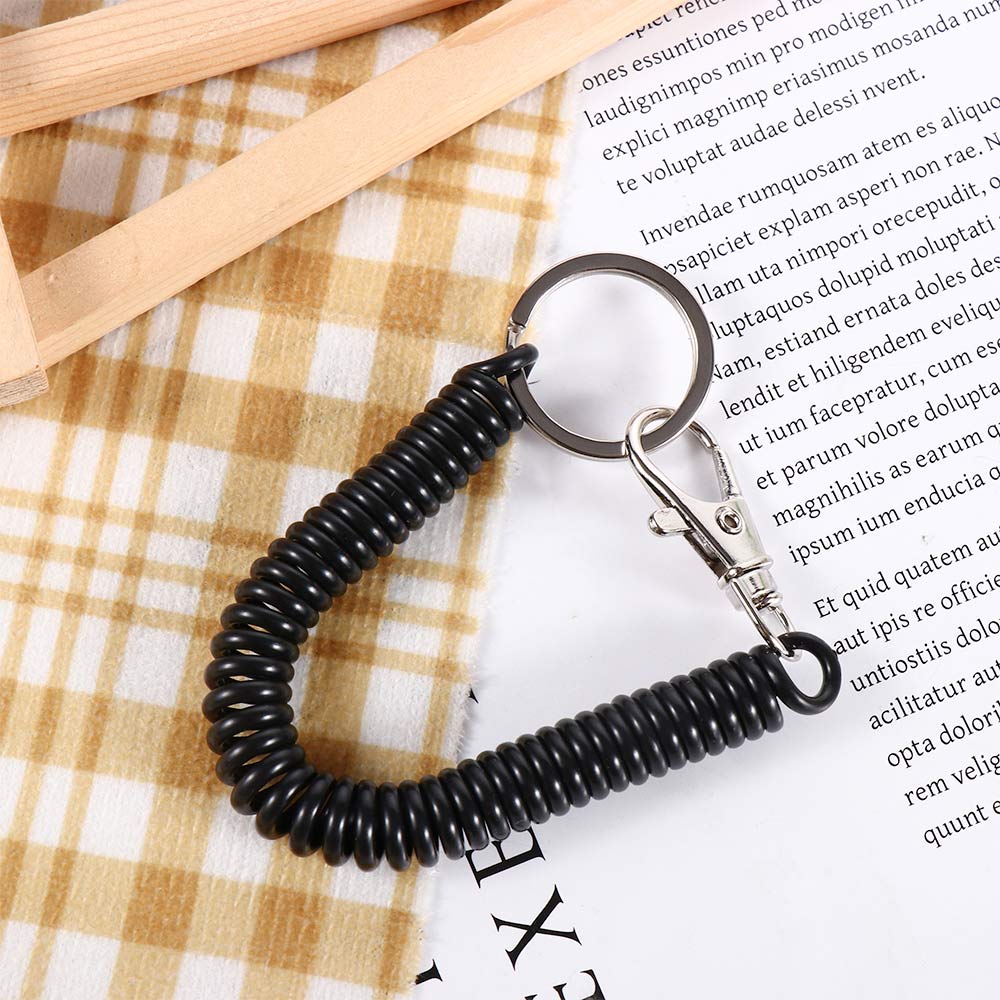 Wristband Spring Lanyard Key Cord Clasp Spring Rope Key Ring Spiral Stretch Keychain Elastic Ropes