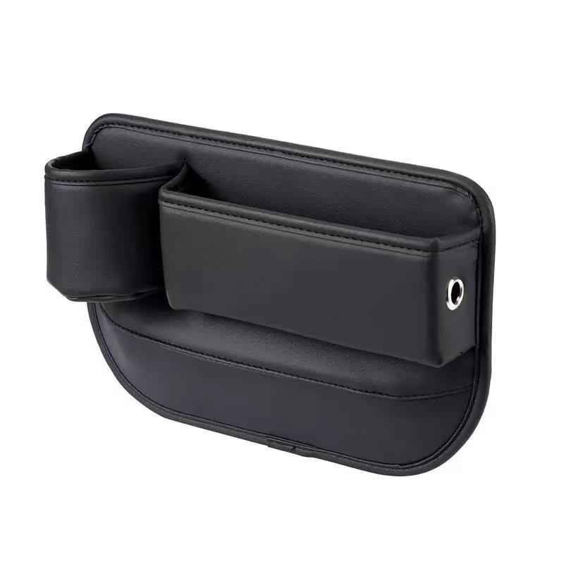 Car Front Seat Gap Filler Car Interior Accessories Portable Storage Box With Cup Holder PU Leather Console Side Gap Universal