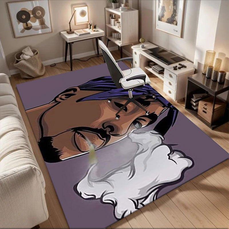 

Smoking Cool: Purple Hair Smoke Art Print Office Mat Perfect for Home Decor Office Desk Chair Rugs Chair Carpet for office Polyester Chair 60cm by 90cm