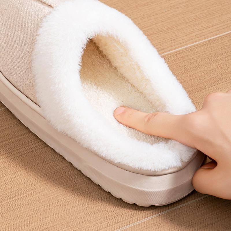 Memory foam slippers women suede platform EVA sole warm home shoes winter non-slip comfortable