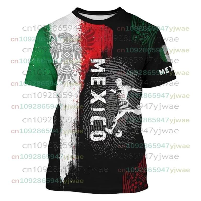 Mexico National Flag Print T Shirt For Men Funny 3D Eagle Pattern Short Sleeve Tees Outdoor Football Sports Clothing Casual Tops