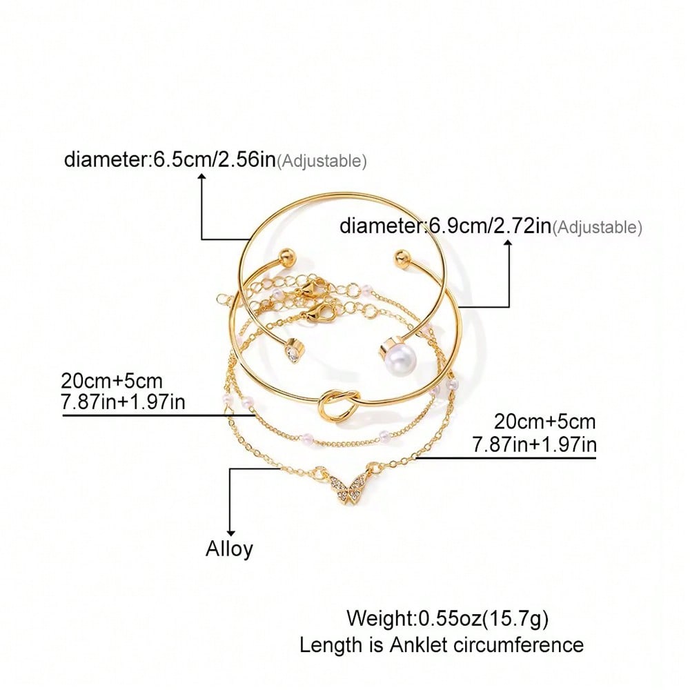 1set Simple Butterfly Charm Bracelet, Bohemian Style