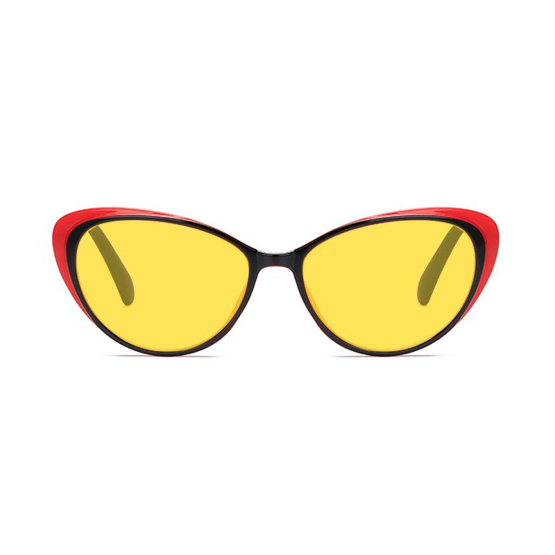 Fashion Cat-Eye Night Vision Glasses For Men And Women Red & Orange Lenses Blue Light Blocking Glasses Computer Goggles