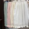 Johnature Lace Pants Loose Wide-Leg Pants For Women Summer Casual Simple Elastic Waist Nine-Part Pants