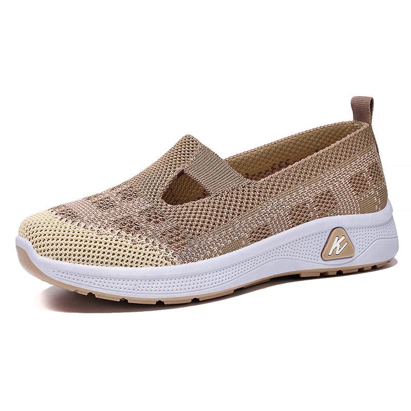 Shoes women's shoes casual shoes flying woven breathable single shoes old Beijing cloth shoes one pedal middle-aged and elderly mother shoes