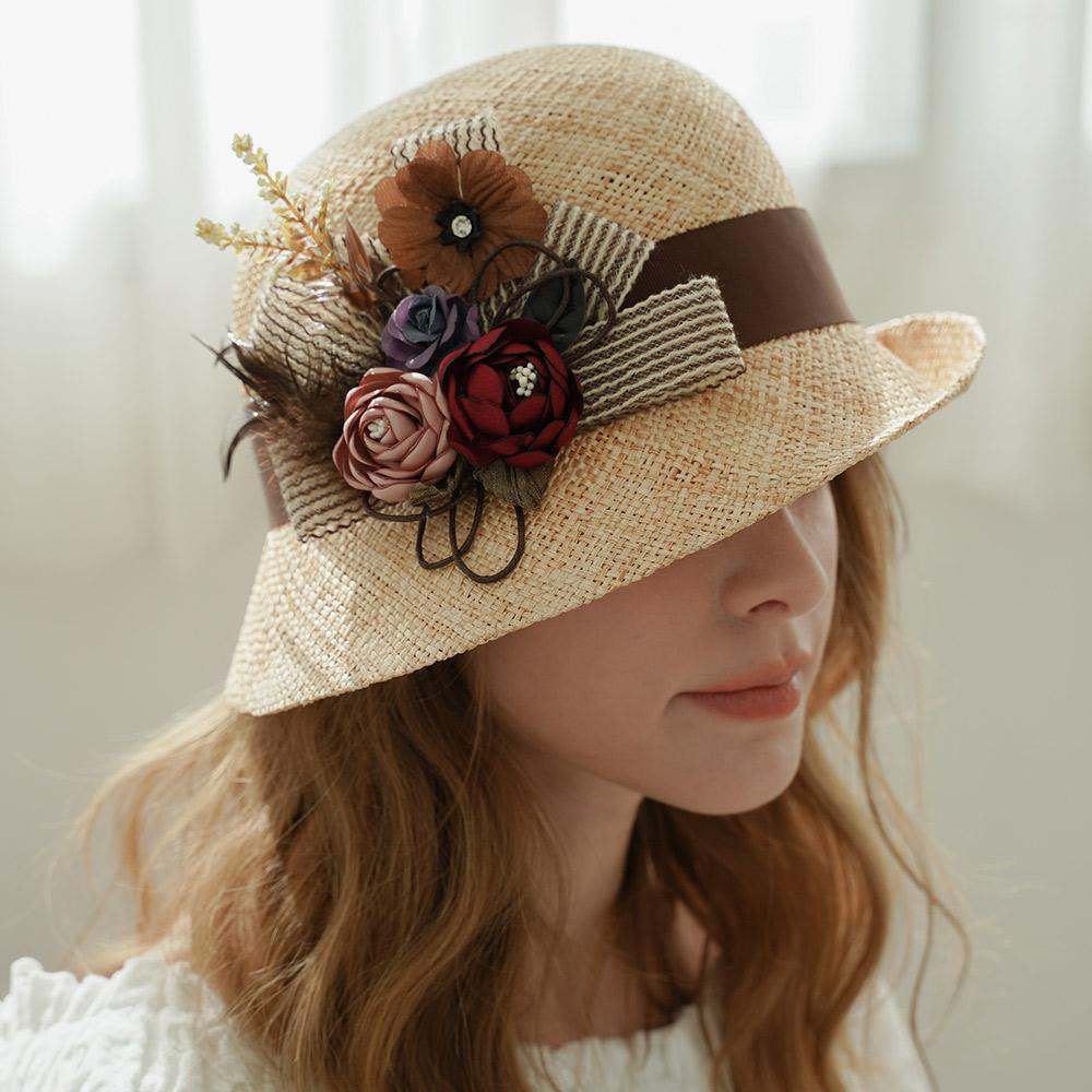 Kaliseumontapone Basil Raffia Retro Cloche Straw Hat I