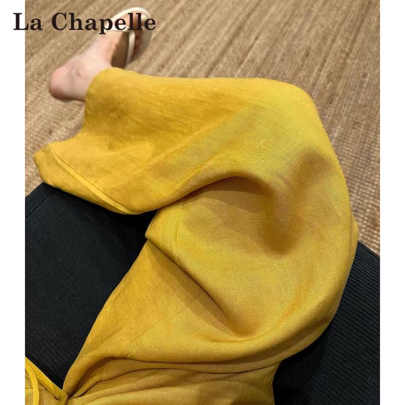 La Chapelle Women s Old Money Style Linen Blend Wide-Leg Pants L