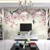 Custom Mural Wallpaper Chinese Pink Flowers Birds Wall Painting Living Room TV Sofa Bedroom Backdrop Home Decor Background