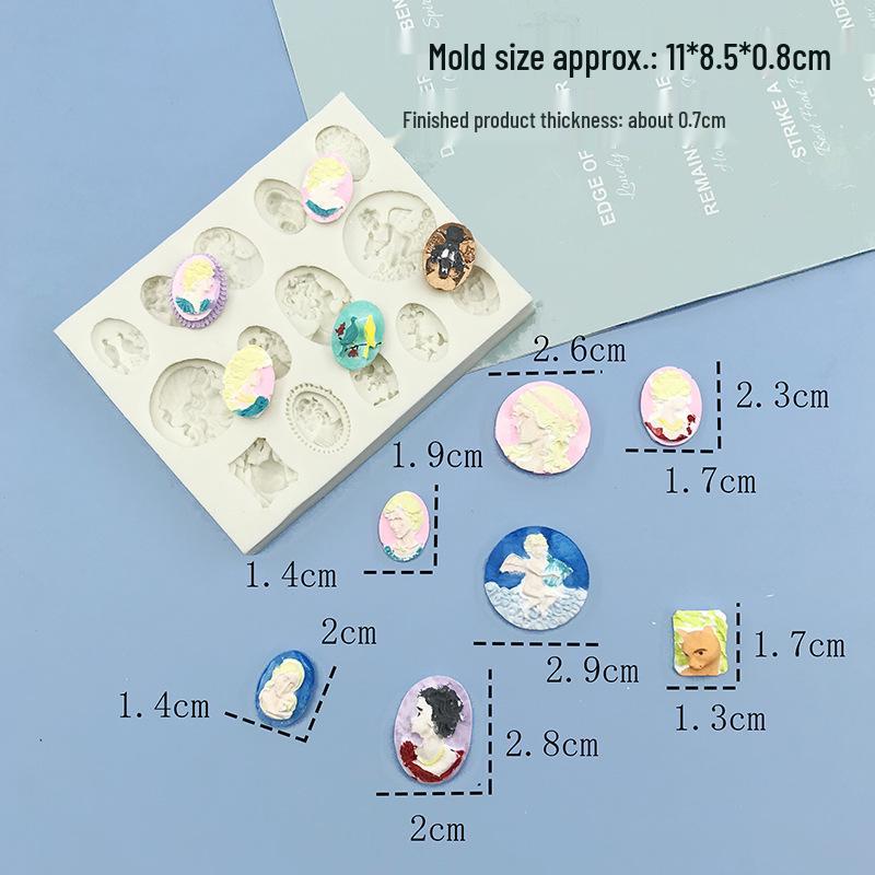 European Retro Goddess Relief Mirror Frame Silicone Mold