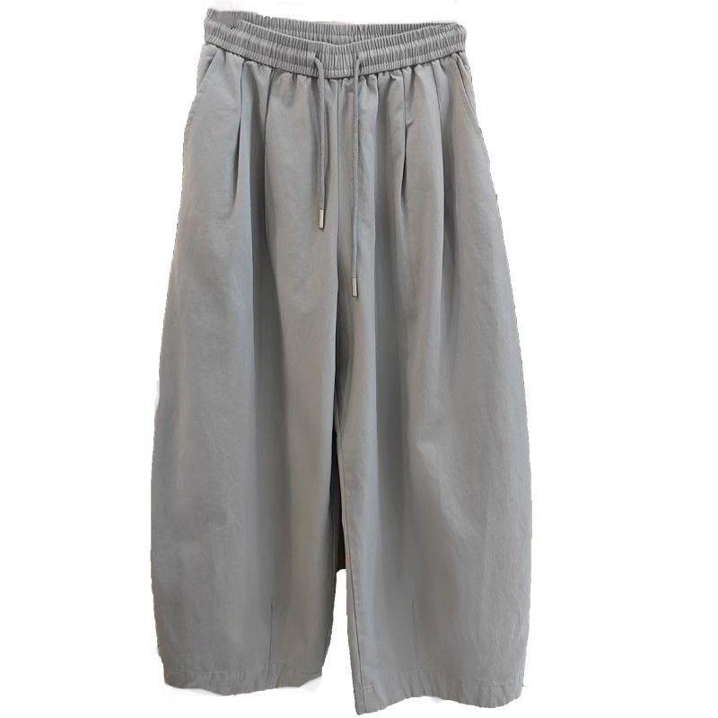 2026 Summer Korean-Style Loose Washed Cotton Balloon Harem Pants – Women's Casual Cropped Wide-Leg Trendy Trousers