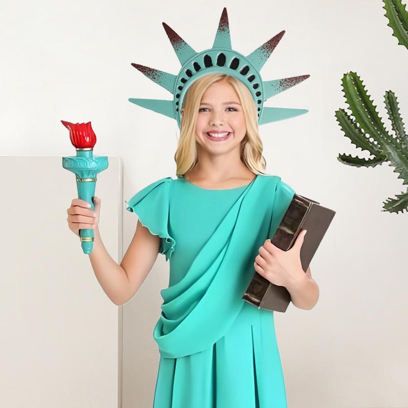 4th of July Outfits Statue of Goddesses Costume Lightweight Patriotic Accessory Prop for Holiday Event School Independence Day