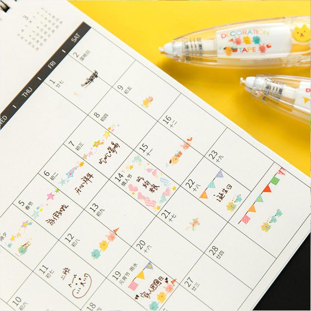 DIY Lace Decoration Tape Pen, Cute Erasers Decorative Pens, Scrapbooking Stickers Diary Decor Tape, Lace Correction Tape Roller Pen, Creative Cartoon