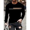 Herbst Rundhals Modisch Vielseitig Freizeit Streifen 3D Langarm T-Shirt Herren Mode Komfort Locker Sport Großes T-Shirt