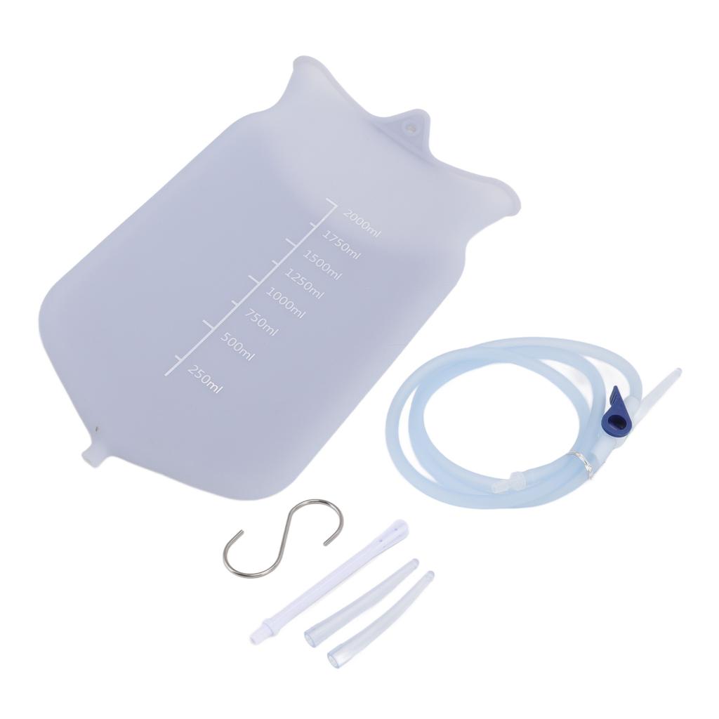 Silicone Enema Bag Kit Portable Enema Douche Bag Home Colon Cleansing Bag Set 2L with Scale