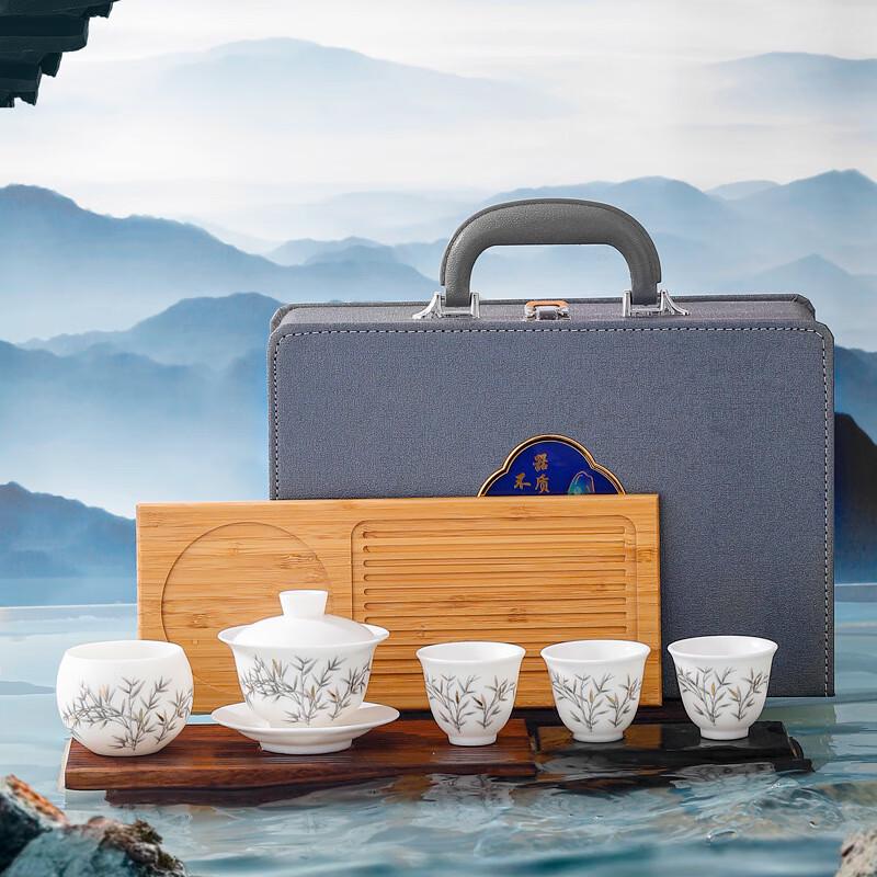 OIMG Unglazed White Porcelain Outdoor Travel Tea Set