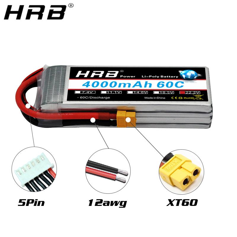 HRB 2S 3S 5S 4S 6S Lipo Baterie 3000mAh 4000mAh 5000mAh 6000mAh 7.4V 11.1V 14.8V 18.5V 22.2V XT60 Deans EC5 FPV Letadla