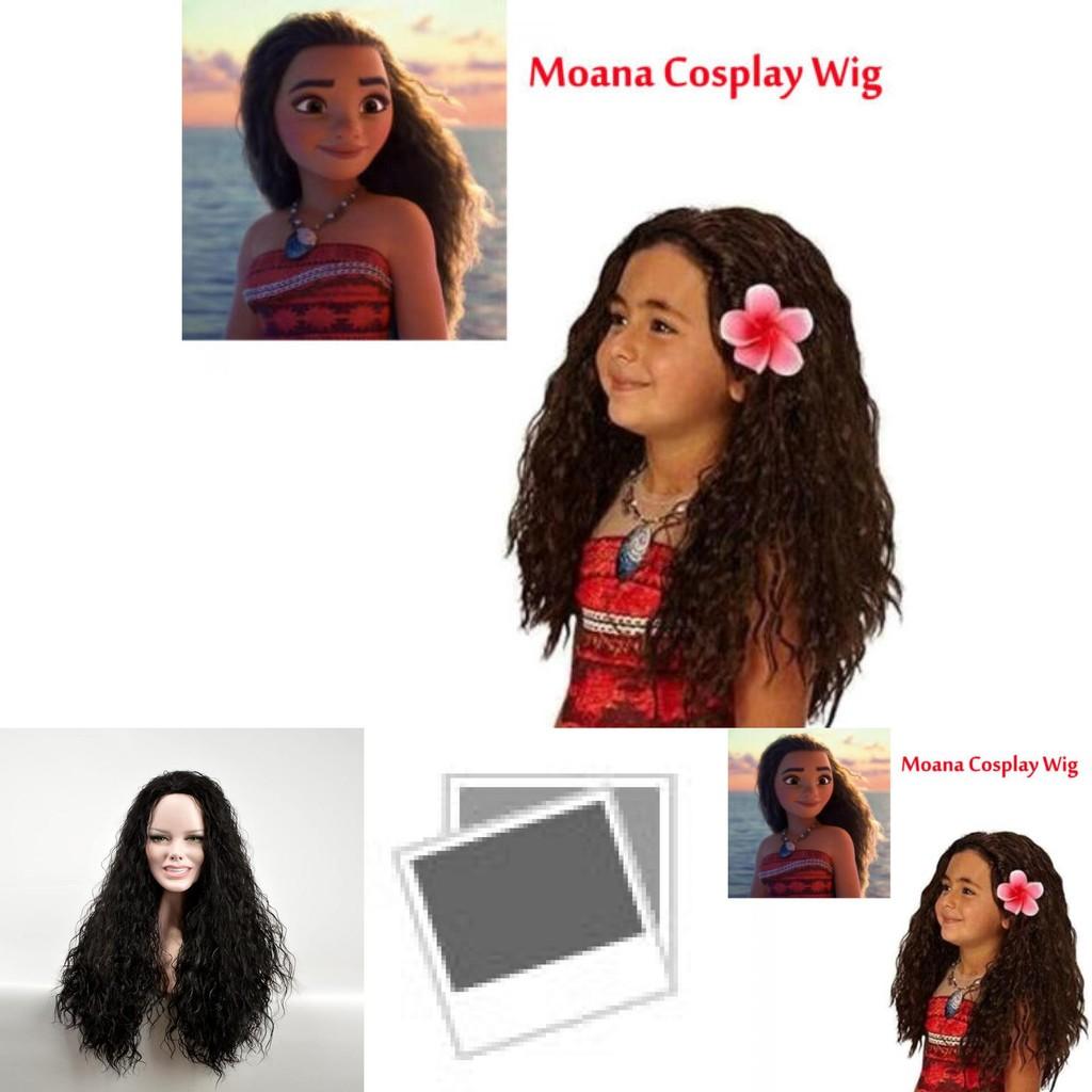 Luxurious Moana Long Messy Afro Kinky Curly Black Wig For Party Cosplay Costume