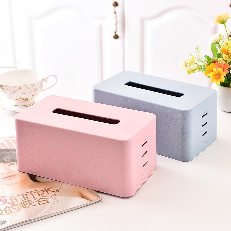 European-Style Adjustable Wheat Straw Tissue Box for Living Room Coffee Table