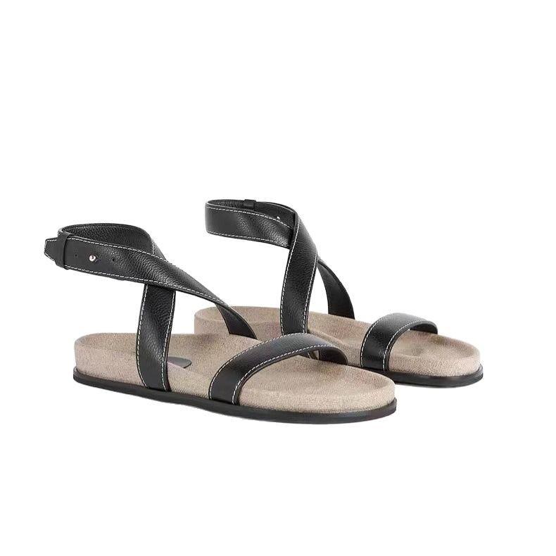 Grape mother Internet celebrity with the same style, island diary~ fashionable open toe cross with beach versatile Roman sandals women's summer