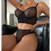 New Fashion Sexy Underwear Fish Bone Contrast Mesh Sexy Perspective Gathering Lingerie Set
