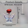 2D Flat, Acrylic Love Flower Desktop Decoration, Hands Holding Red Rose Design, Suitable for wall Decoration, porch, Room, Villa, accents Home, Hallwa