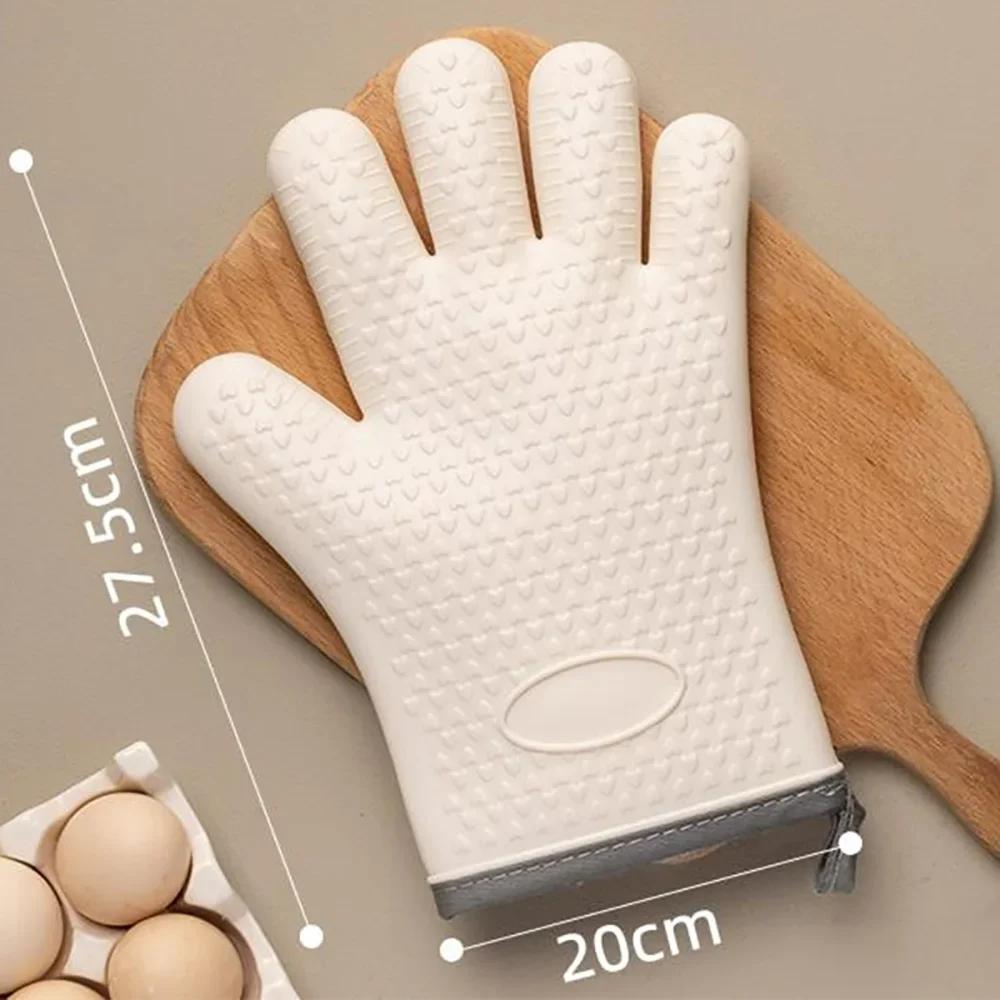 Thickened Anti-Scald Silicone Heat Resistant Hand Cover Anti-Slip Heat Insulation Oven Mitts Portable Protect Gloves For Kitchen