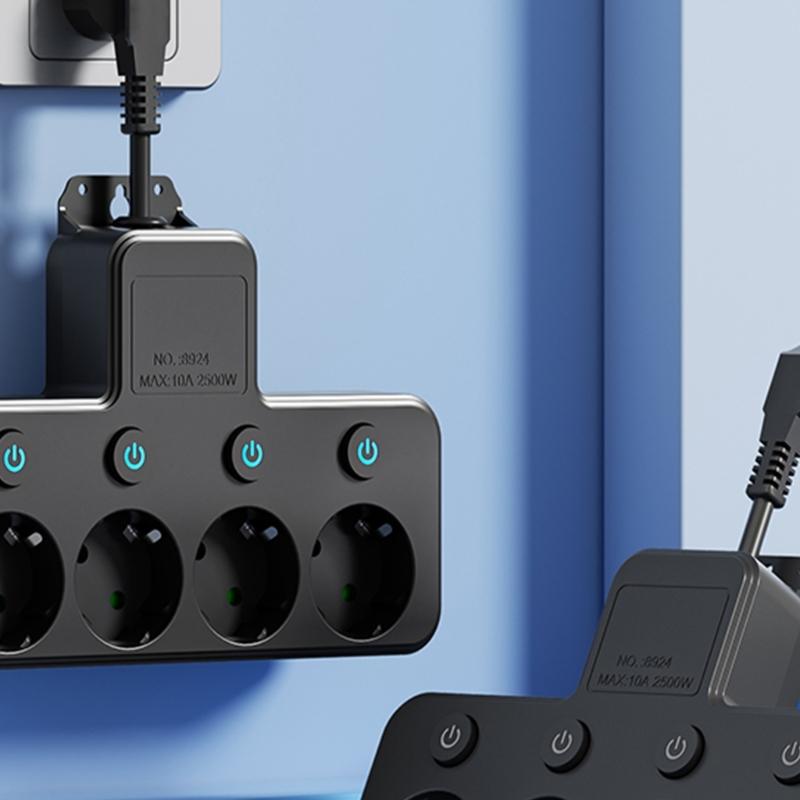 5 Outlet Wall Sockets with 2 USB And 2 Type C Ports Rotating 180 Degrees For Multiple Device Charging