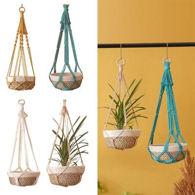 For Indoor Living Room Balcony Macrame Plant Hangers Garden Plant Pot Holder Decor Handmade Hanging Basket Beige Color