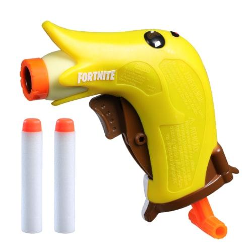 Hasbro Nerf Micro Shot Fortnite Peely Bone Mini Blaster, Design Based on Fortnite Peely Bone, Includes 2 Nerf Elite Darts, Fortnite Nerf Blaster F7672