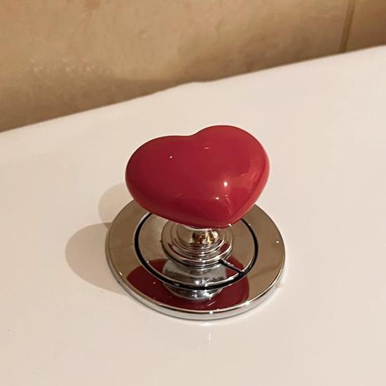 Toilet Press with Widened Base Easy Flush Installation No Drilling Soft Silicone Touch Heart Shape Toilet Flush Enhancer