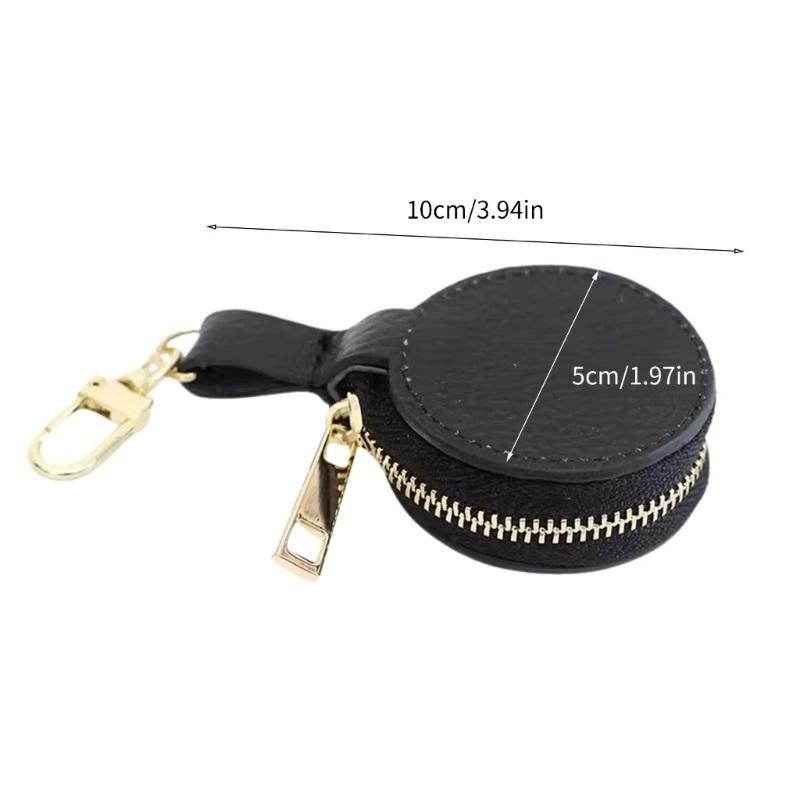 Women'S Simple Genuine Leather Jewelry Box Ring Storage Packaging Earrings Cowhide Zipper Small Pouch Jewelry Case Accessories