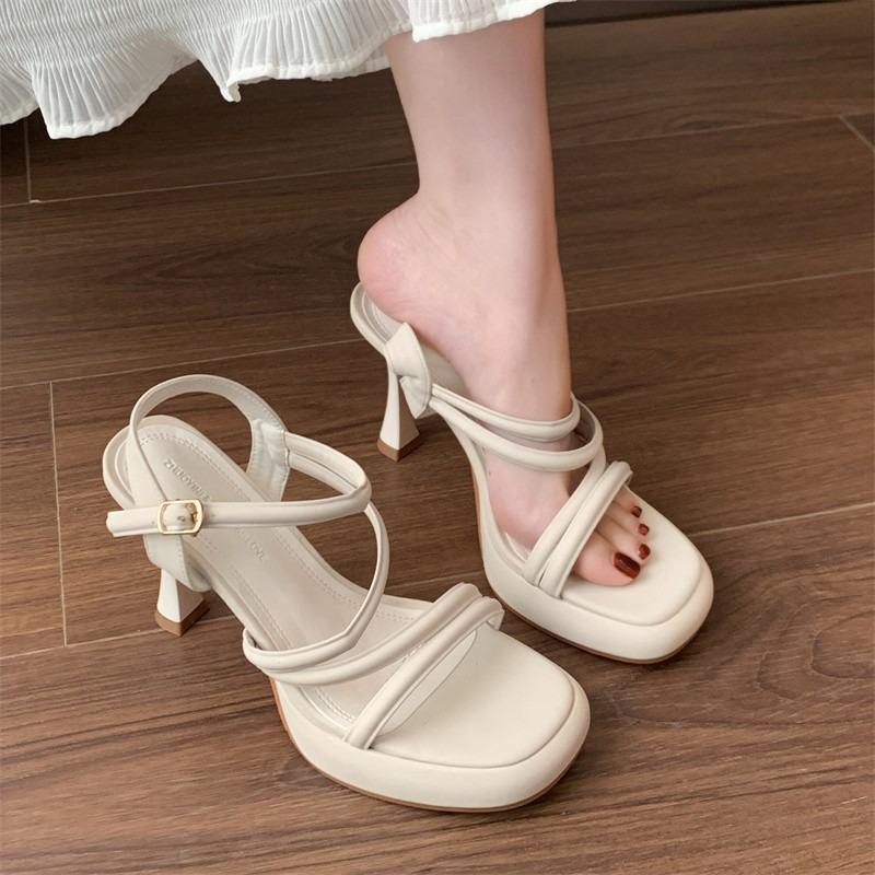 

Босоножки Сексуальные Эспадрильи Платформа Ремешок с Пряжкой 2024 Женские Туфли с Квадратным Носком Летние Туфли на Высоком Каблуке Костюм Женский Бежевый Лакированные 39 белый