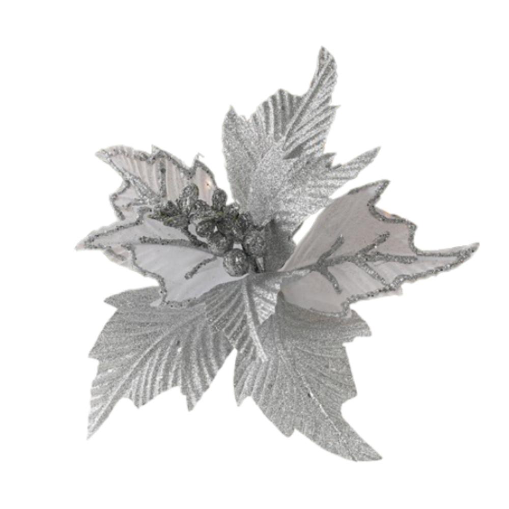 

2pcs Simulation Artificial Poinsettia Flower DIY Sequins Flower Home Xmas Decoration серебряный