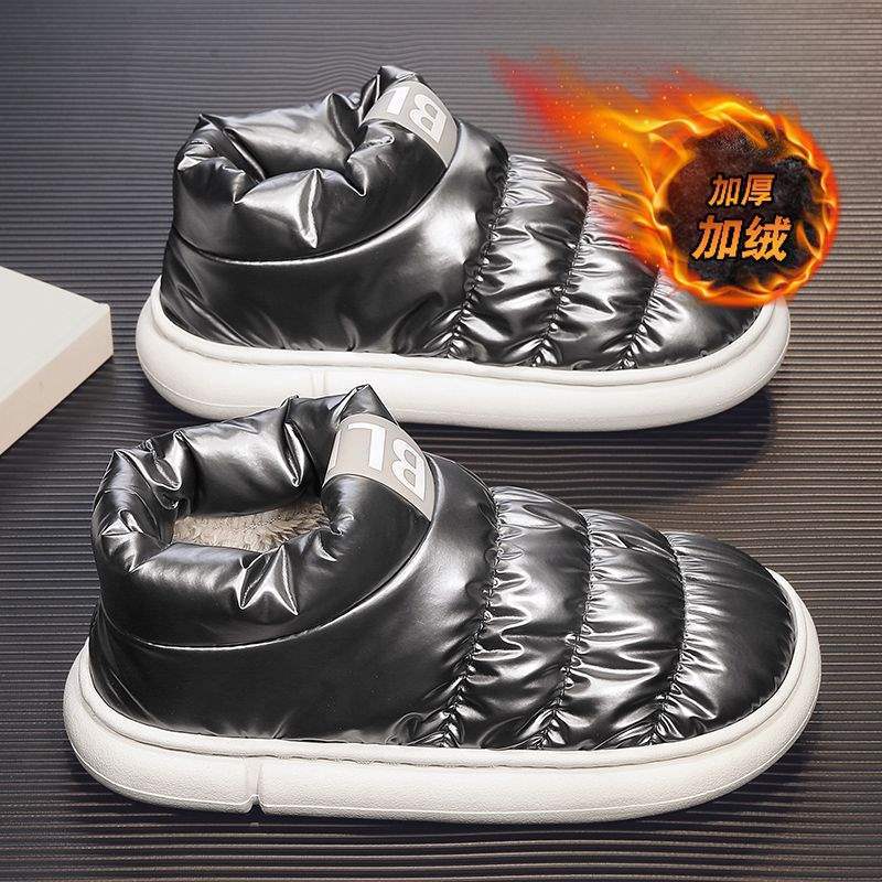 Russian snow boots men's winter men's shoes piled and thickened couple cotton slippers men's winter waterproof bread cotton shoes
