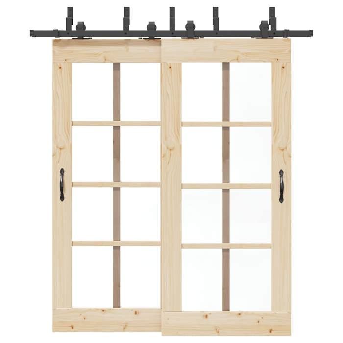 VidaXL Sliding Door Hardware Kit 200 Cm Steel Black, Sliding Door Hardware, Door Rail of 3295730