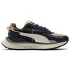 Puma Wild Rider Fabric Layered Leather Plaid Sports Low-Top Lifestyle Shoes Unisex Sneakers Blue 384186-01