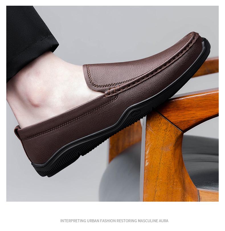 New Men's Genuine Leather Loafers: Breathable, Soft Sole Slip-on Casual Driving Shoes