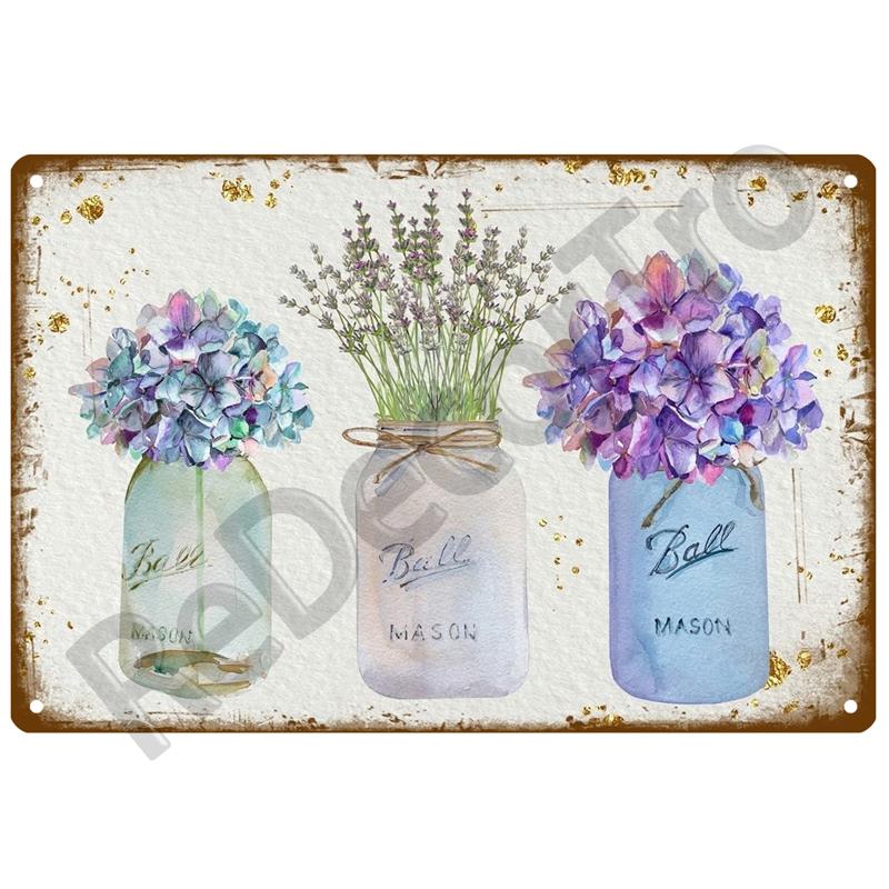 Garden Flower Rules Metal Sign Vintage Metal Plaque Plates Decor For Pub Bar Home Wall Decor Art Tin Signs Flower Poster Gift