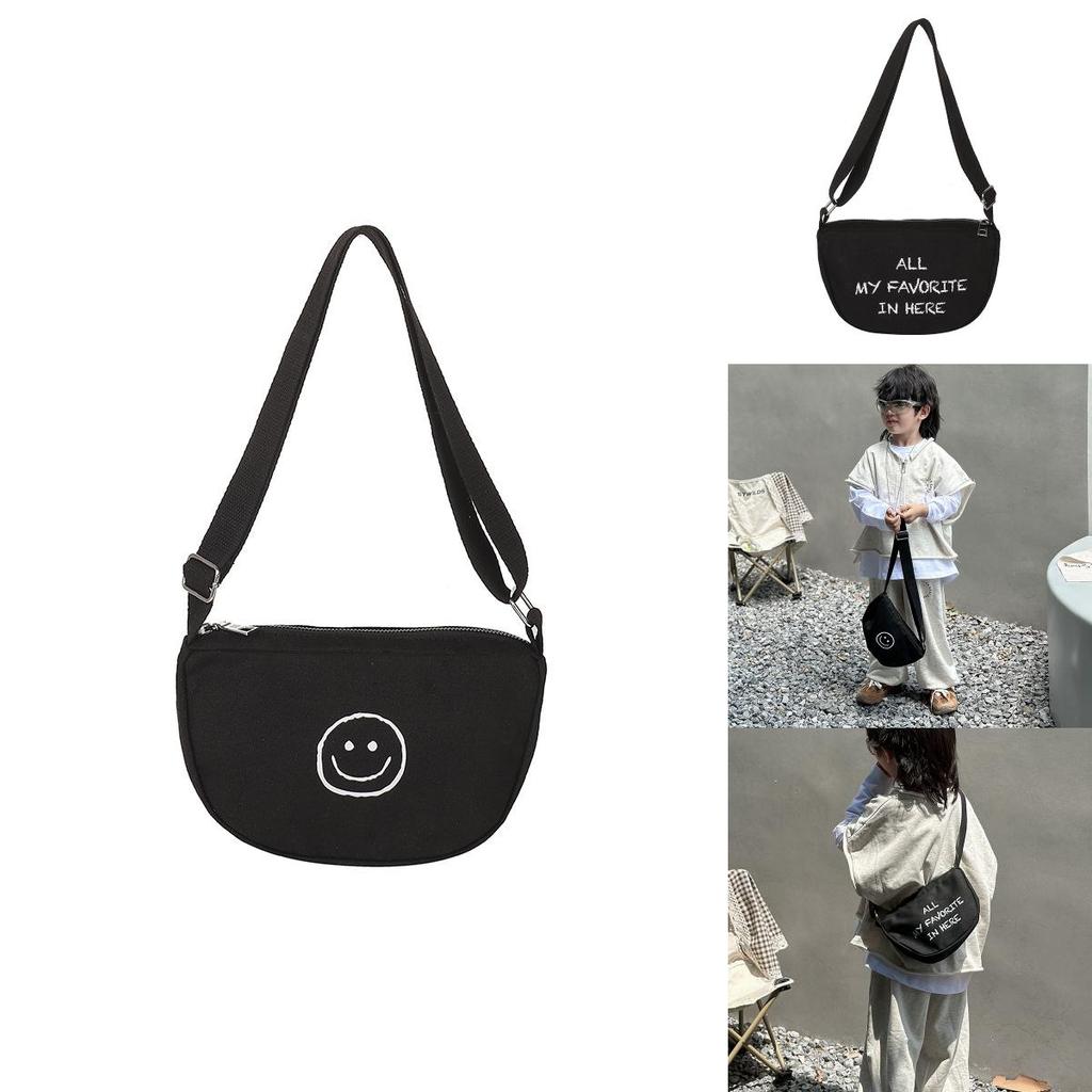 Kids Kids Nylon Shoulder Bag With Letter And Smiley Face Print Design For Outings