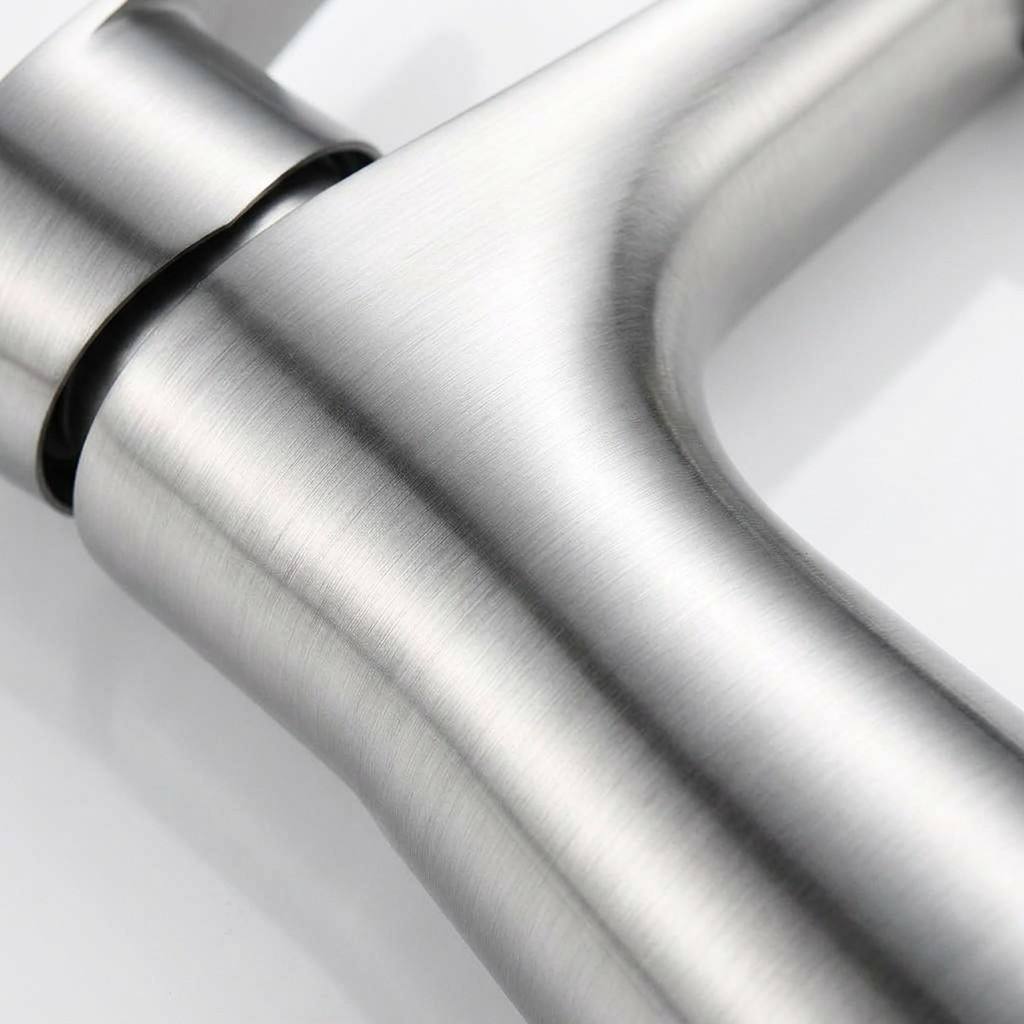 Single Hole Single Lever Basin Sink Faucet Brushed Stainless Steel Cold Hot Mixer Water Saving Bathroom Tap