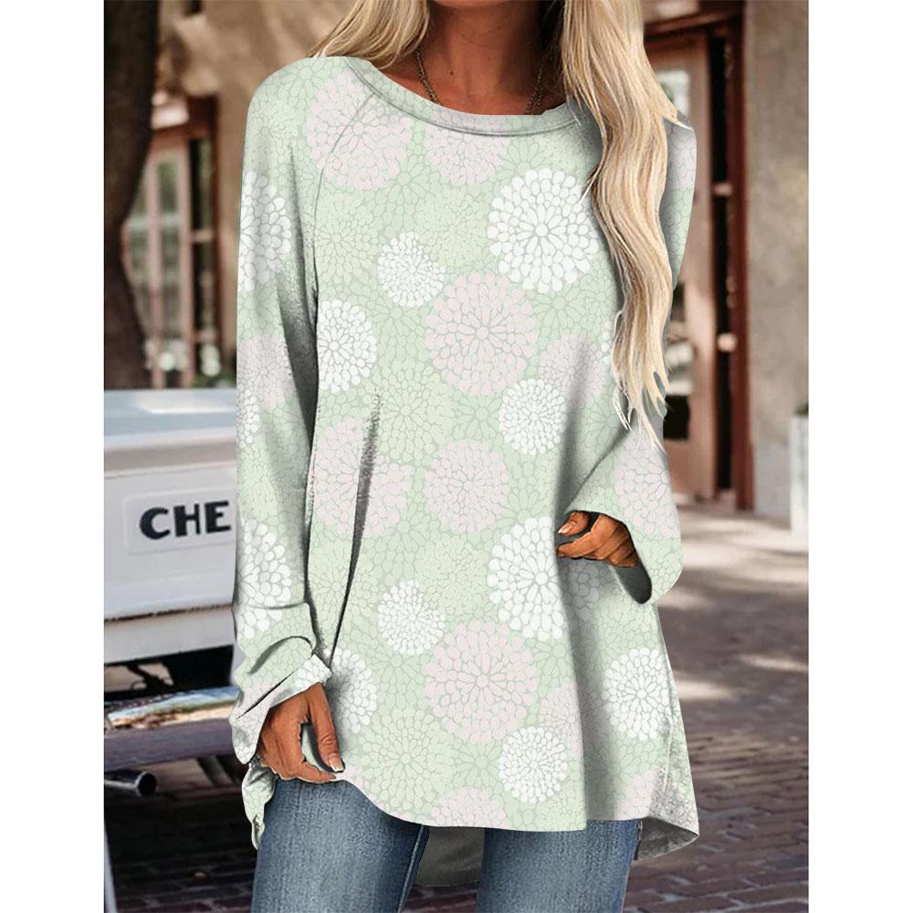 

Женские футболки с длинным рукавом и круглым вырезом с 3D-принтом, базовые футболки, блузки, осень-зима, базовые свободные повседневные свитера, рубашки 5XL
