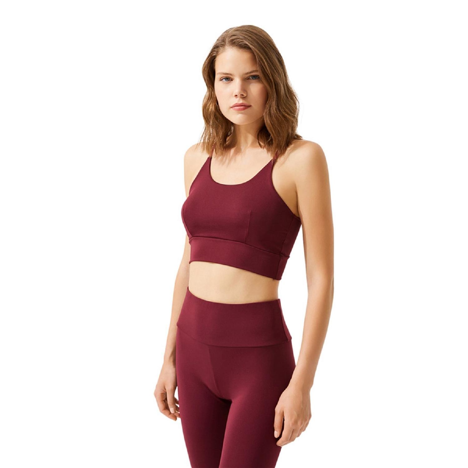 

Бордово-червоні регульовані бретелі, коротке бюстьє з легкою підтримкою L