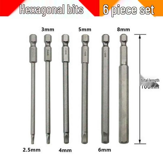 Hex Bit Set for Drills: Super Hard S2 Industrial Extended Screwdriver and Wrench Bits