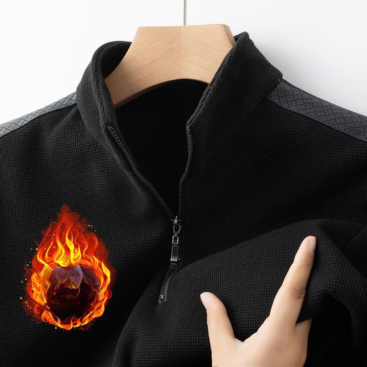 

New Fleece Thickened Sweater Men s Semi-zipper Design Fashionable Versatile Knitted Sweater Men s Clothing 58