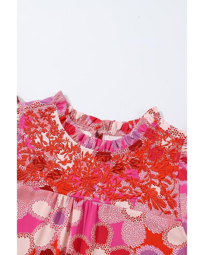 Azura Exchange Tanktop mit Blumenmuster, Stickereien und Rüschenbesatz