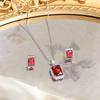 Elegant Zircon Lucky Clover Necklace Earring Set Women Light Luxury Geometric Pendant Jewelry Party Office Wear