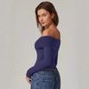 European & American Women's Strapless Double-Layer Long-Sleeve Pullover Top - 2024 Trendy Off-Shoulder Style
