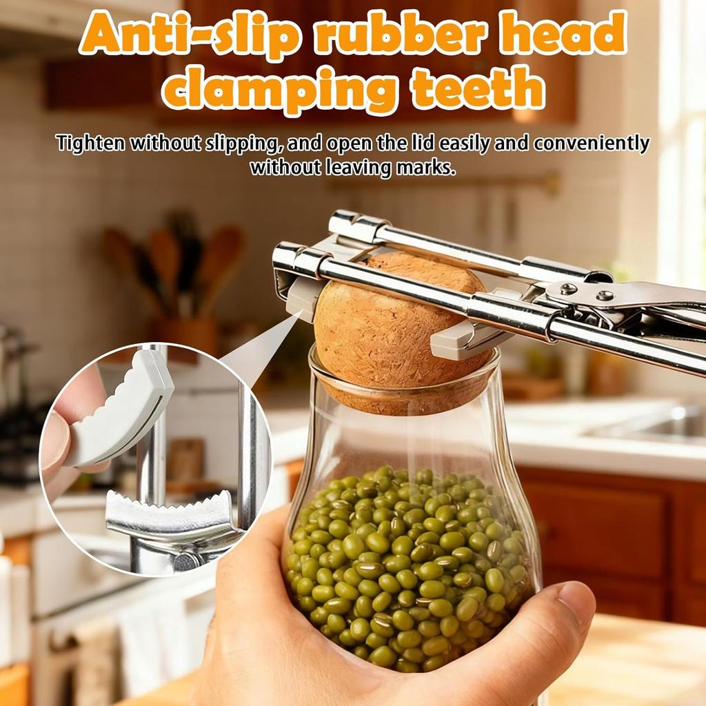 Adjustable Stainless Steel Jar Opener, Jar Openers for Seniors, Jar Opener for Weak Hands, The Extended Design Makes It More Labor-Saving, Manual Jar