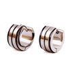 European 7MM Simple Geometric Stainless Steel Black Stripe Resin Earrings for Women