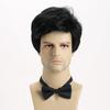 Men Short Wave Synthetic Wigs with Bangs Layered Black Hair Daily Party Cosplay Wig Heat Resistant Fibre